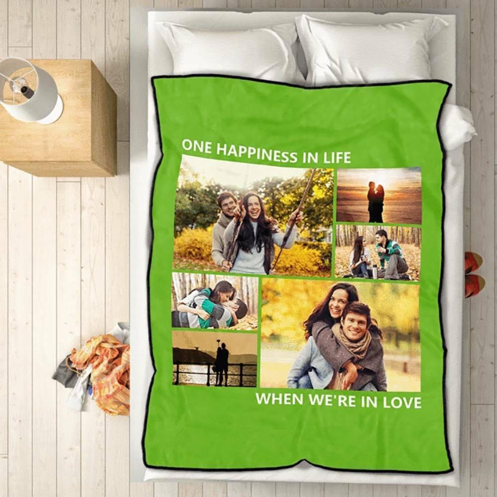 Custom Fleece 6 Photos Blanket with Engraving - soufeelus
