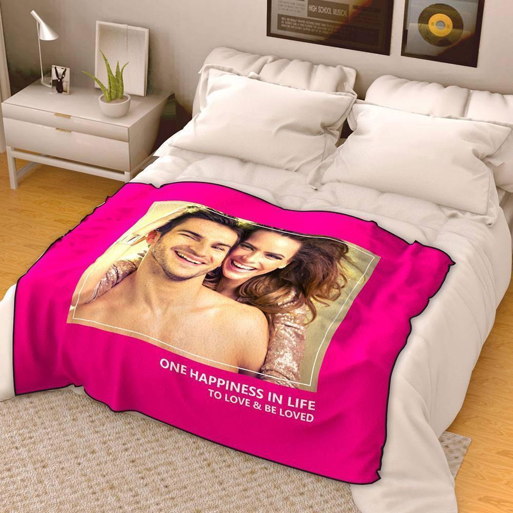 Photo Fleece Blanket with Engraving - soufeelus