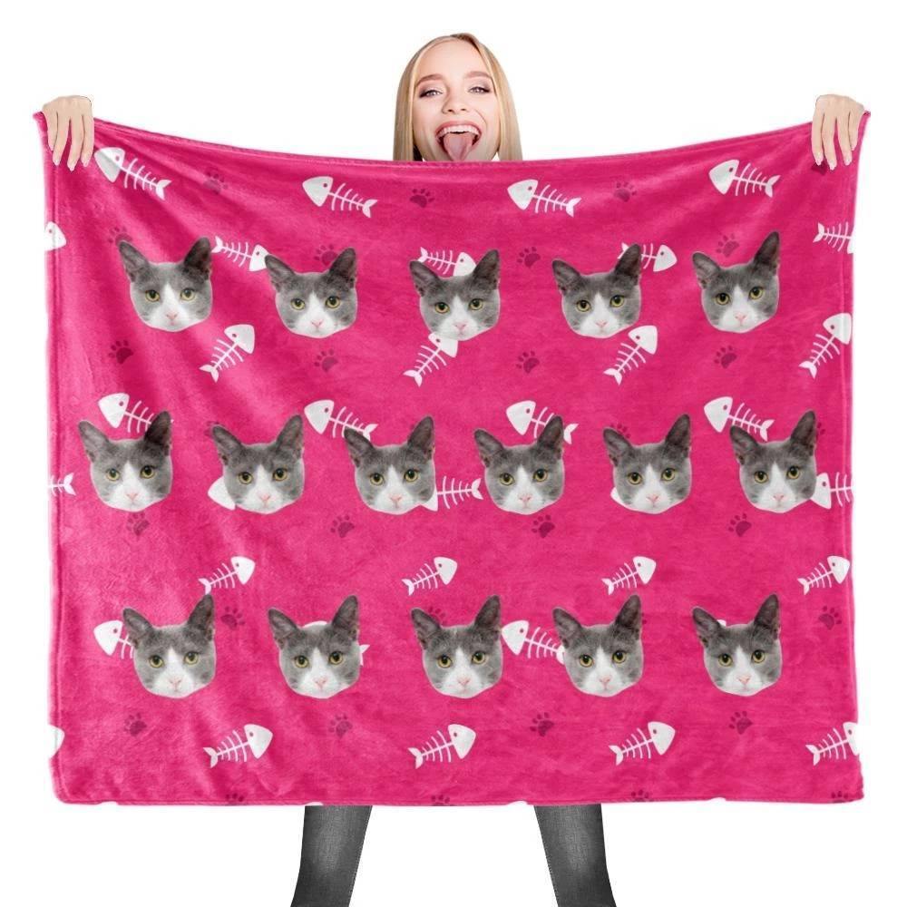 Custom Cat Blankets Personalized Pet Blankets Face Photo Blanket - soufeelus