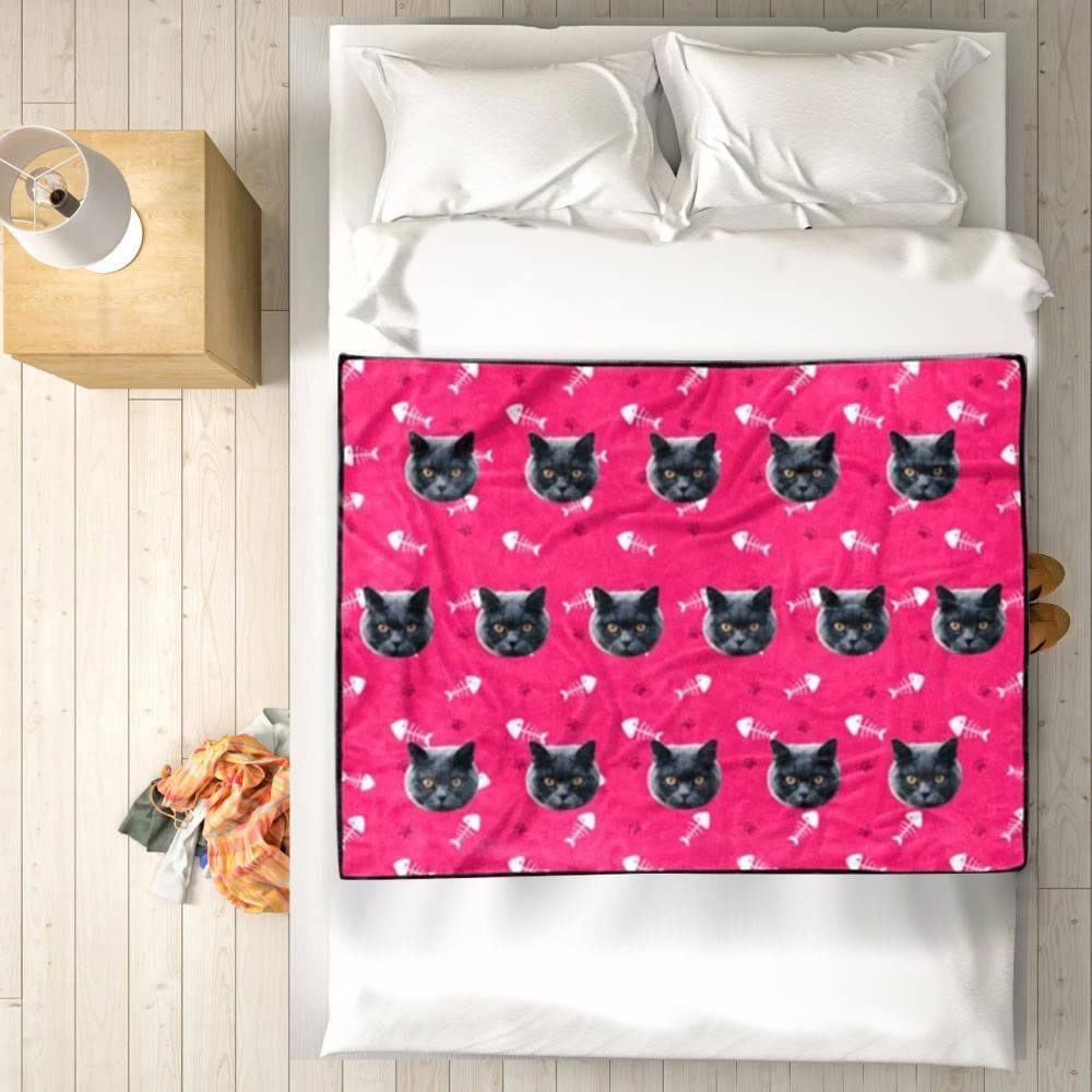 Custom Cat Blankets Personalized Pet Blankets Face Photo Blanket - soufeelus