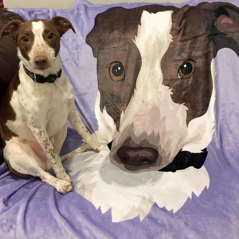 Custom Dog Blankets Personalized Pet Photo Blankets Painted Art Portrait Fleece Blanket Colorful - soufeelus
