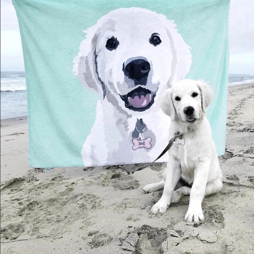 Custom Dog Blankets Personalized Pet Photo Blankets with Engraving Painted Art Portrait Fleece Blanket - soufeelus