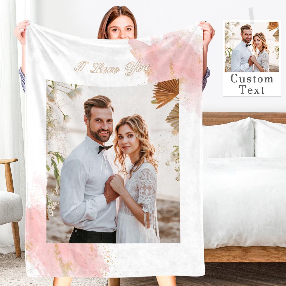 Custom Engraved Photo Collage Blanket Soft Flannel Throw Blankets Soft Room Decoration Surprise Gift For Mom On Anniversary (59"x78") - soufeelus