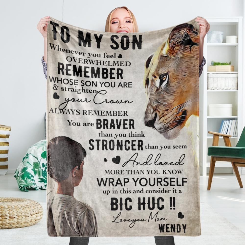 Custom Blankets Personalized Name Fleece Blanket- To My Son The Lion And Boy Blanket