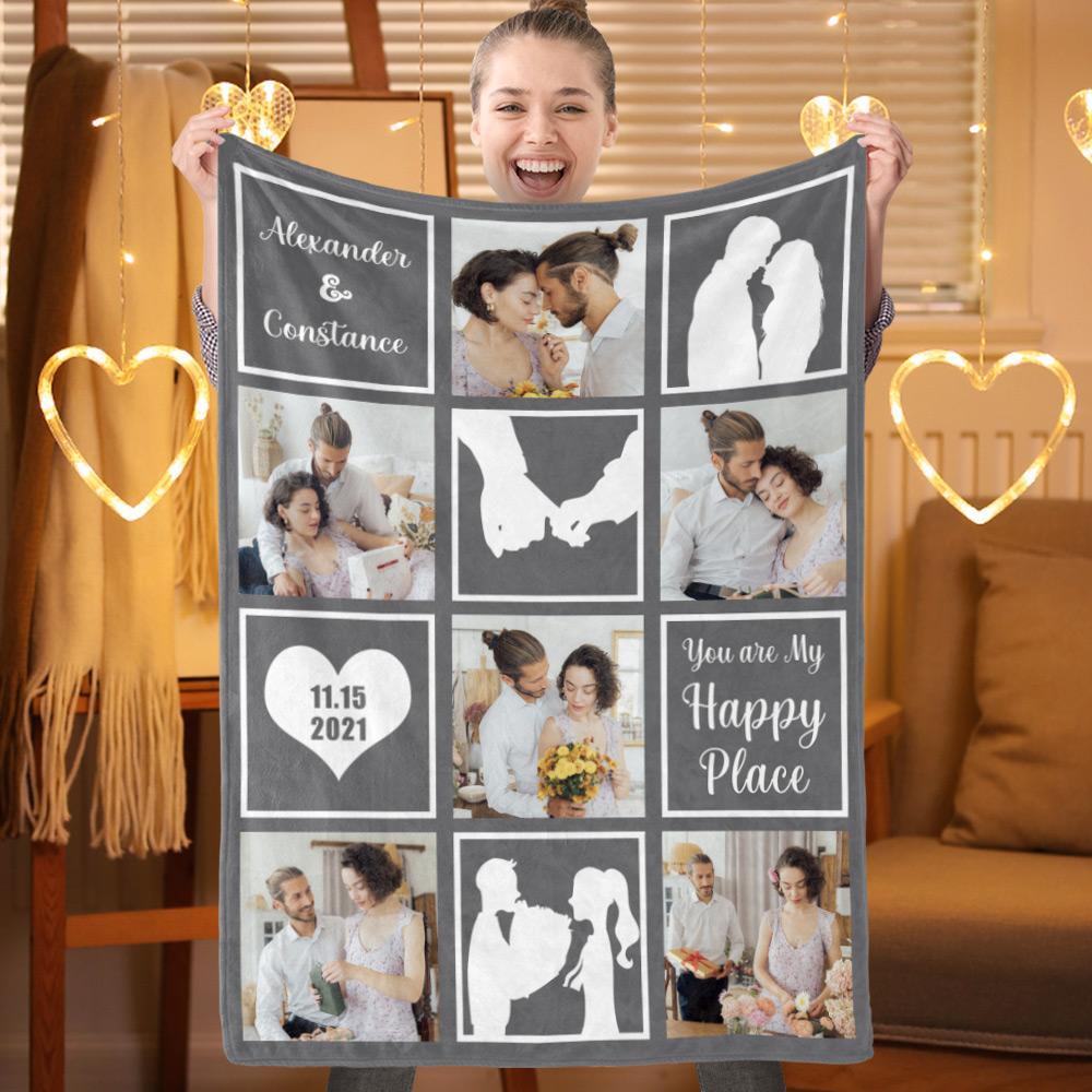 Custom Love Photo Blanket for Girlfriend Boyfriend Unique Gift
