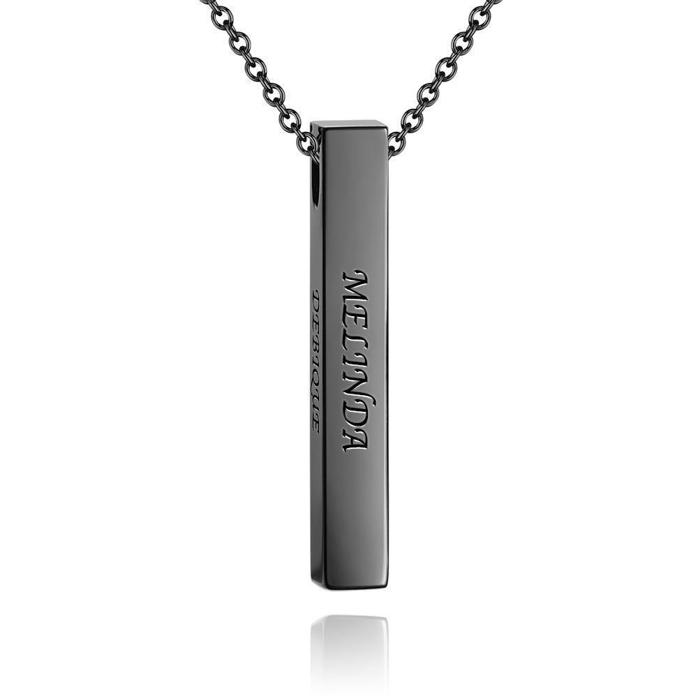 Personalized 3D Bar Necklace Message Names Pendant Necklace Silver - soufeelus