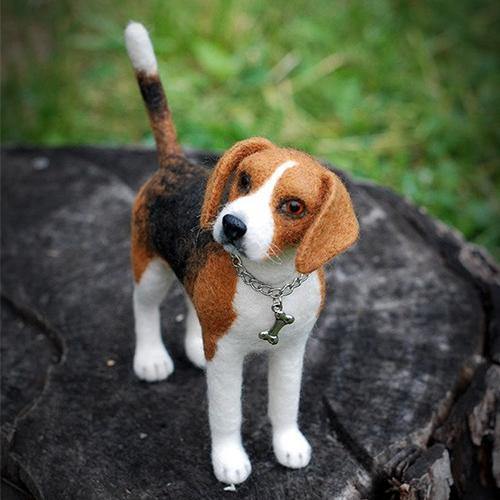 Custom Needle Felted Dog Ornament, Felt Dog Portrait Memorial Gift for Dog Lovers with Free Gift Box - soufeelus