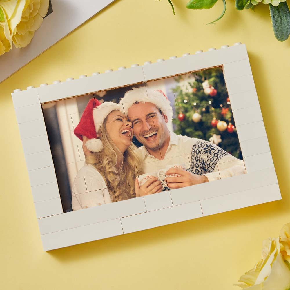 (Frame Only, No Text) DIY Horizontal Rectangle Building Brick Frame Material Package White 18*13cm