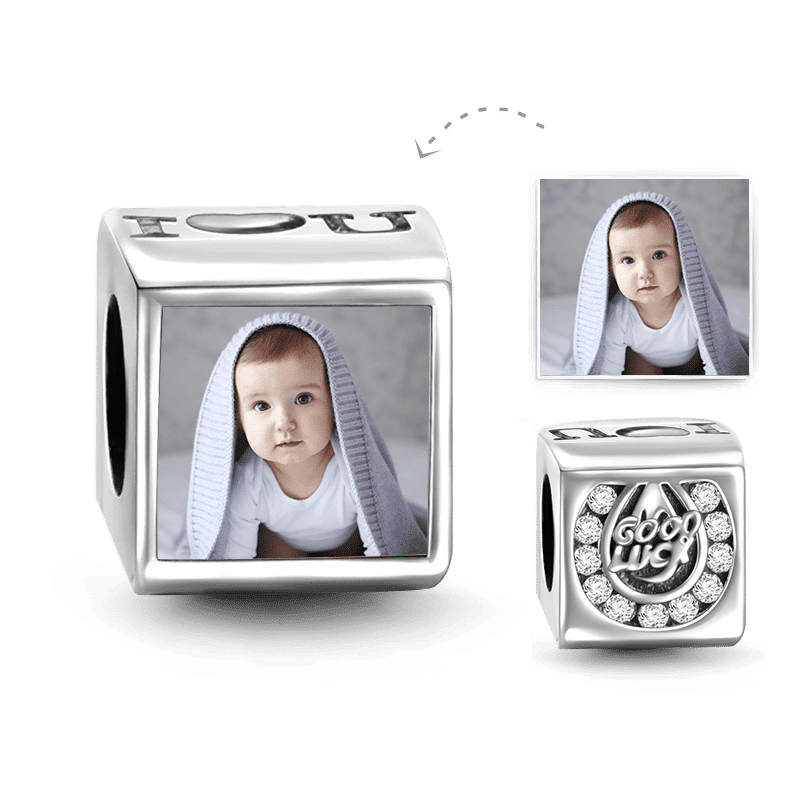 I Love You Square Photo Charm Silver - soufeelus