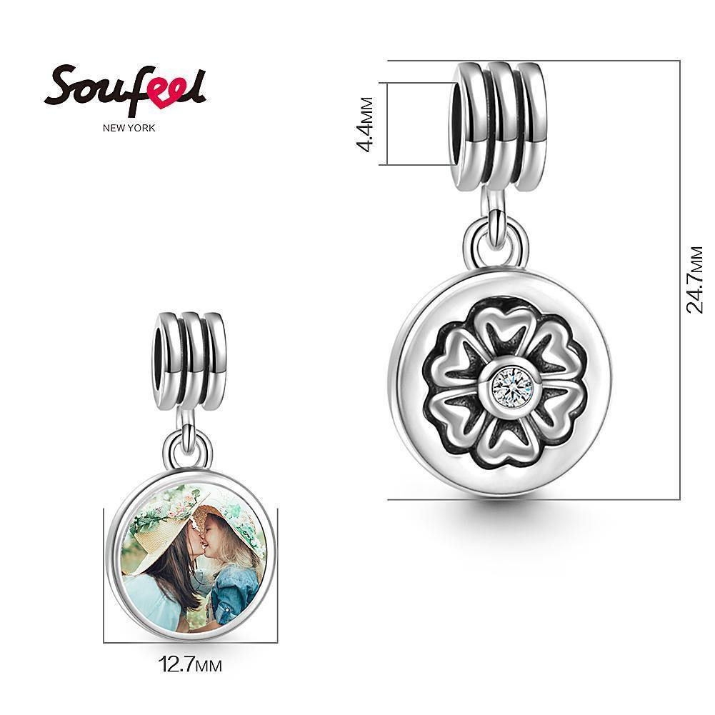 Petal Design Dangle Photo Charm Silver - soufeelus