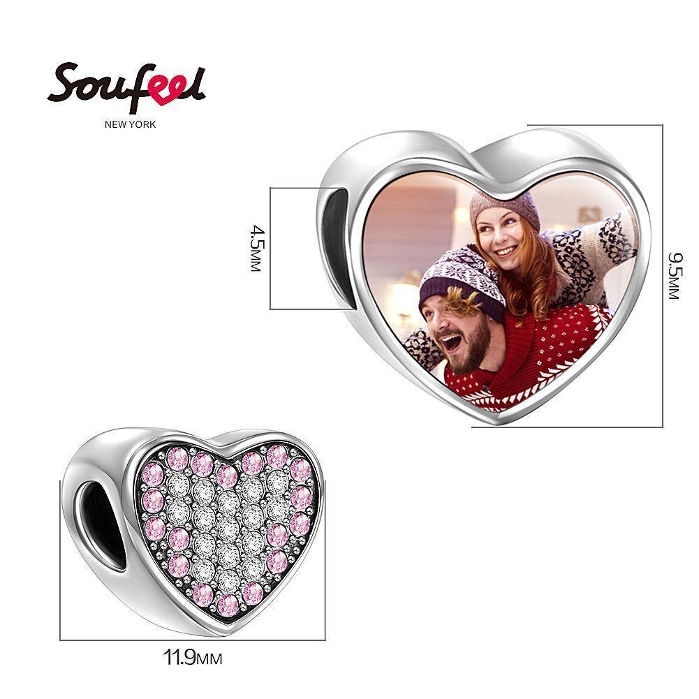 Pave Pink Soufeel Crystal Heart Photo Charm Silver - soufeelus