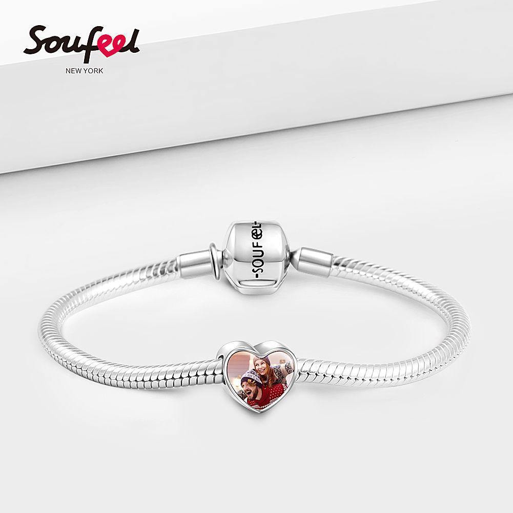 Pave Pink Soufeel Crystal Heart Photo Charm Silver - soufeelus