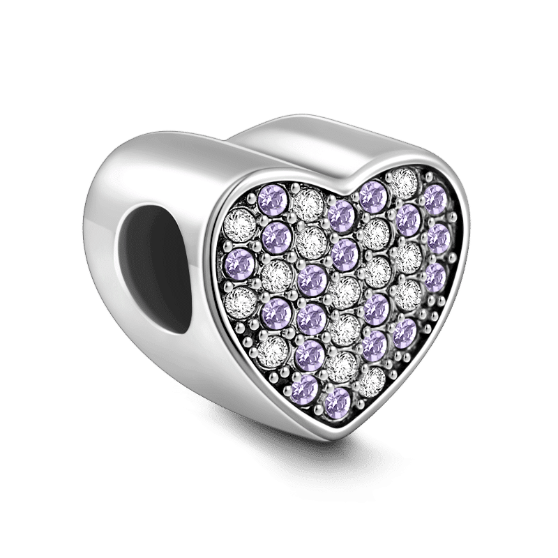 Pave Purple Soufeel Crystal Heart Photo Charm Silver - soufeelus