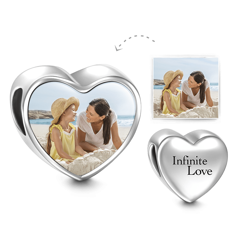 Infinity Love Heart Photo Charm Silver - soufeelus