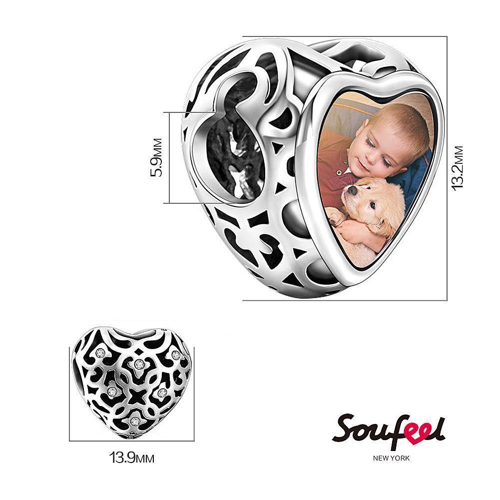 Openwork Soufeel Crystal Heart Photo Charm Silver - soufeelus