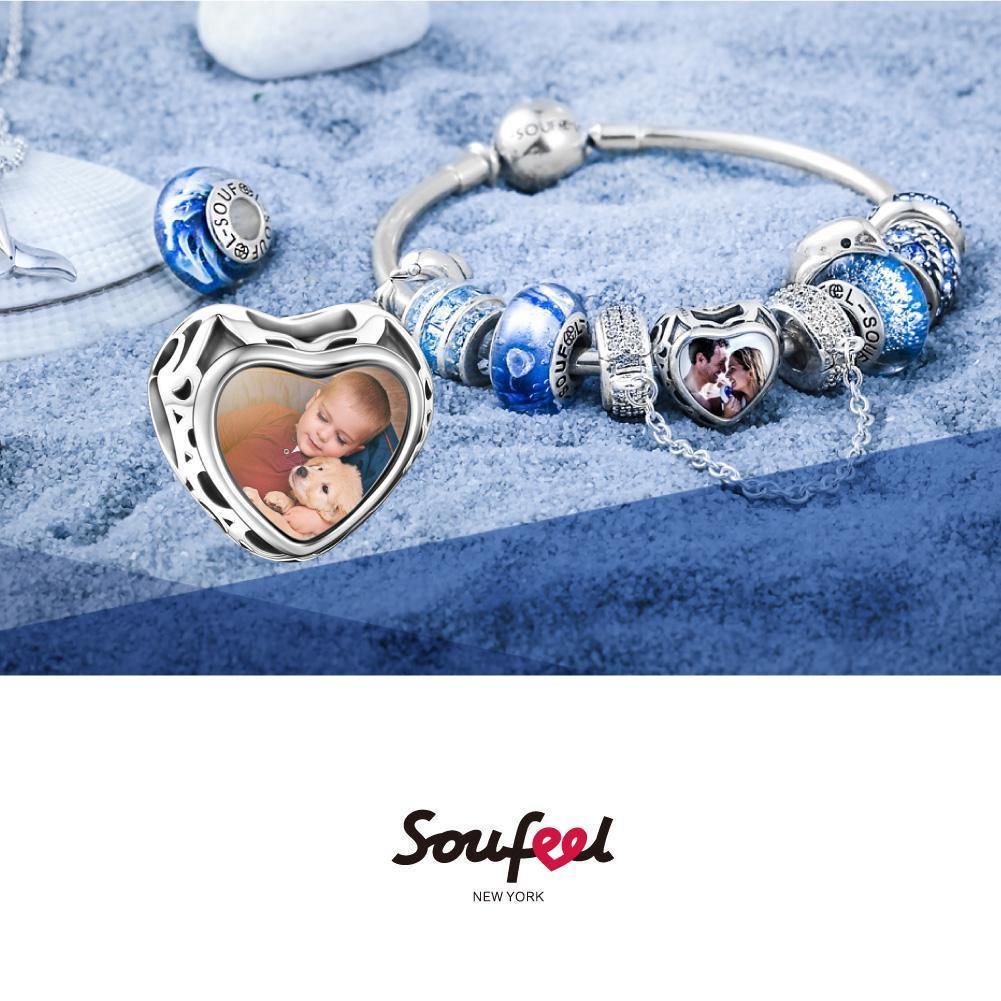 Openwork Soufeel Crystal Heart Photo Charm Silver - soufeelus