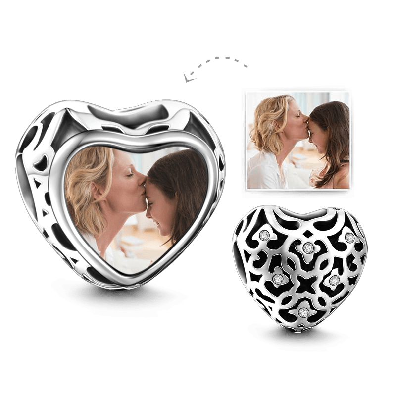 Openwork Soufeel Crystal Heart Photo Charm Silver - soufeelus