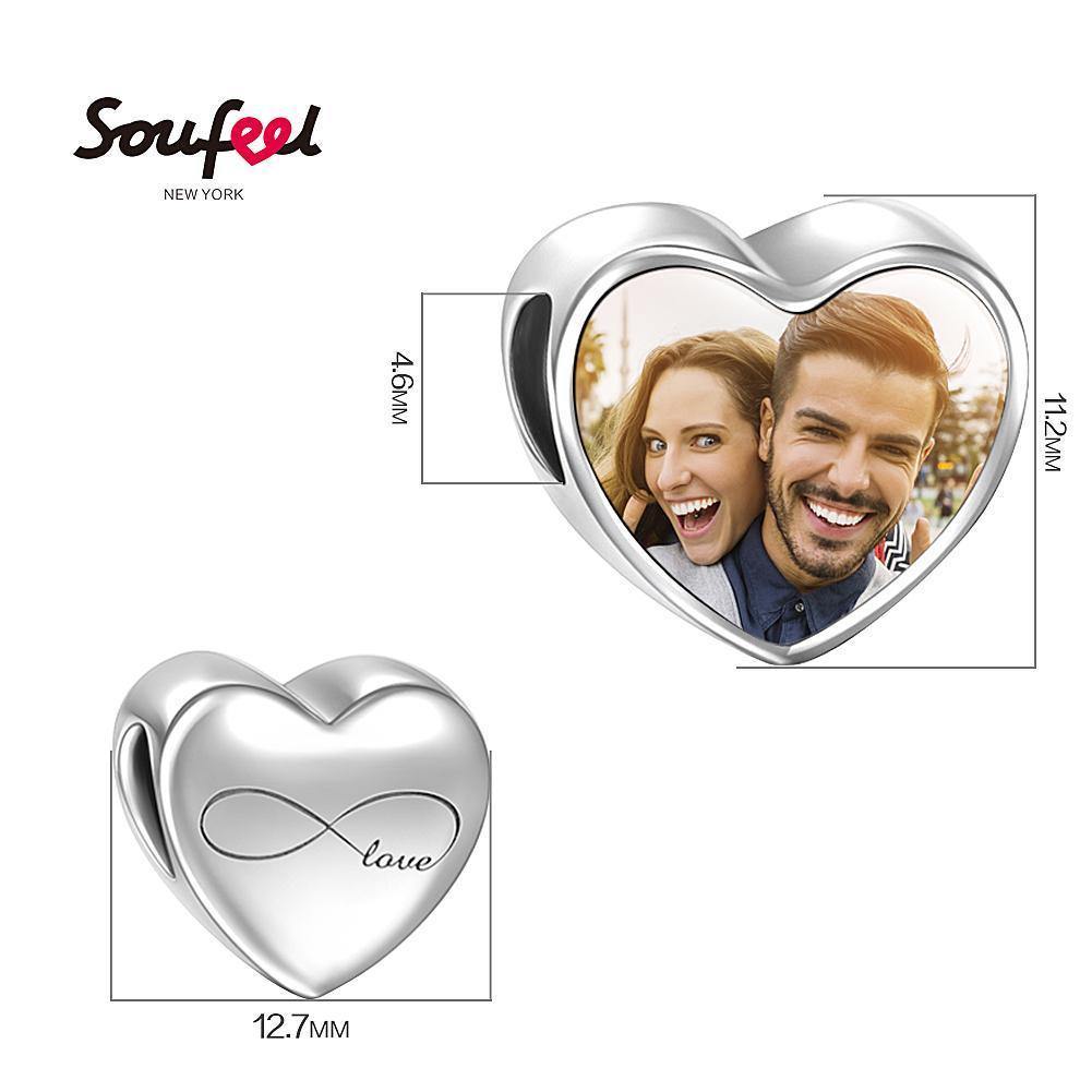 Infinity Love Heart Photo Charm Silver - soufeelus