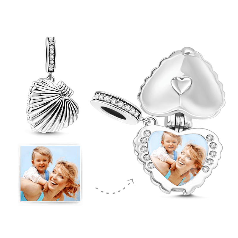 Shell Locket Photo Charm Silver - soufeelus