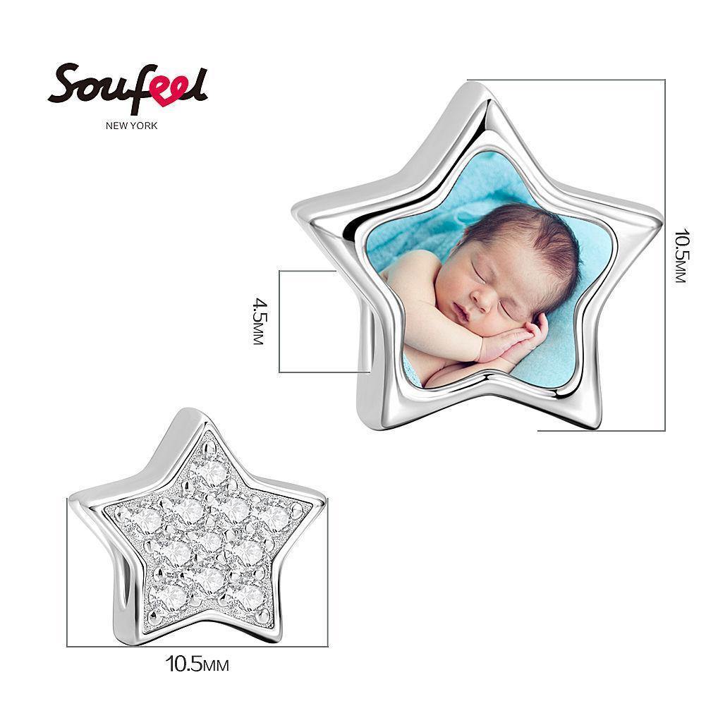 Soufeel Crystal Star Photo Charm Silver - soufeelus