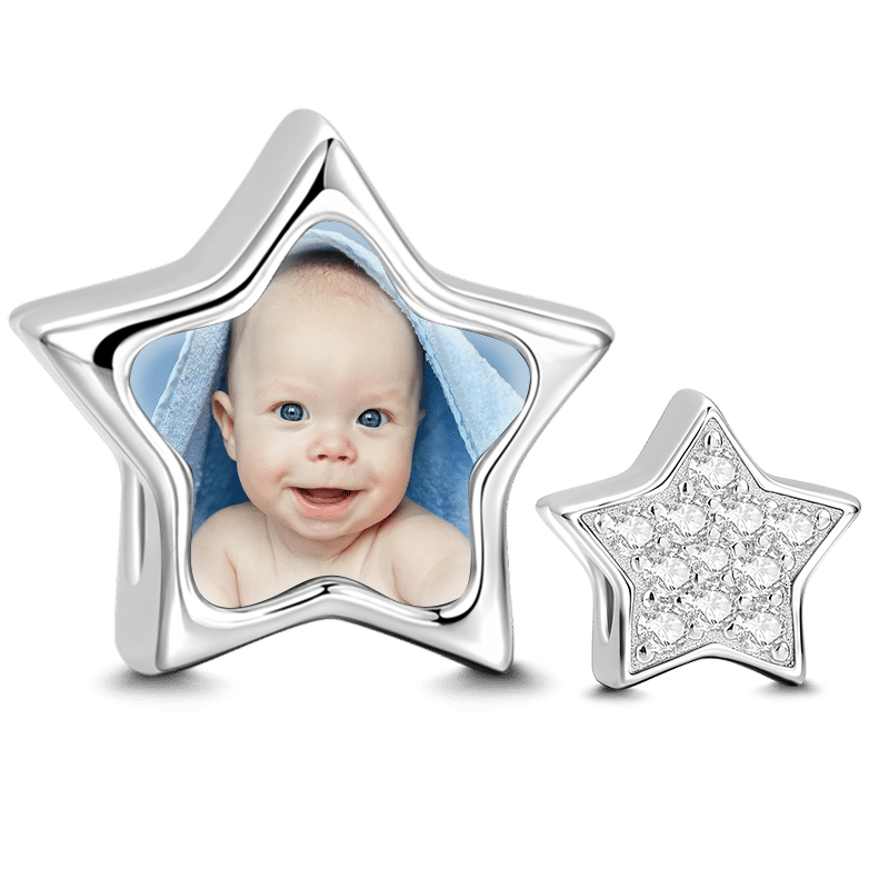 Soufeel Crystal Star Photo Charm Silver - soufeelus