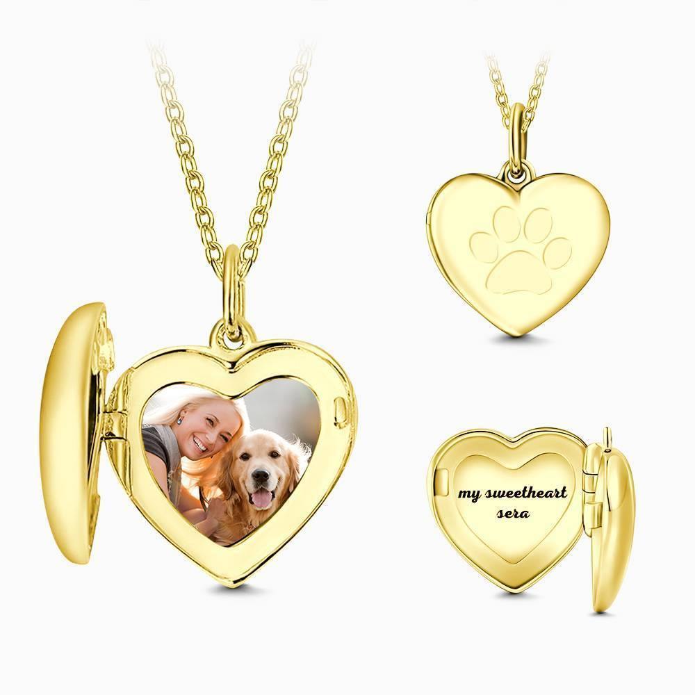 Heart Engraved Photo Necklace Rose Gold Plated - soufeelus