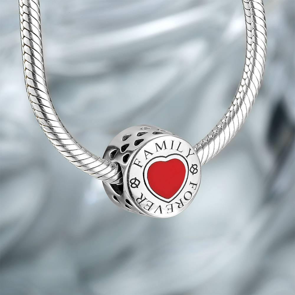 Photo Charm Love Family Forever with Heart Silver - soufeelus