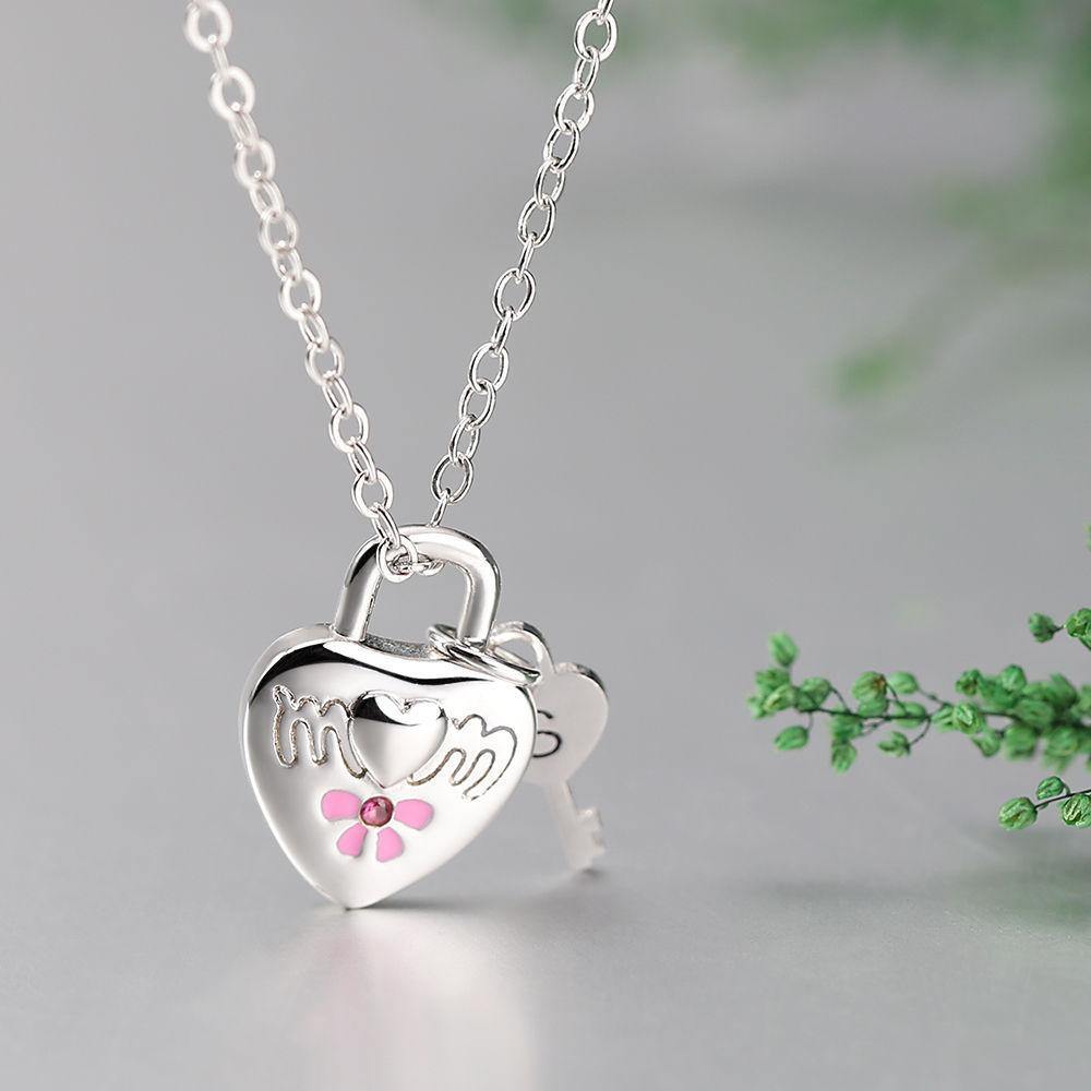 Photo Heart Lock and Key Necklace with Engraving - soufeelus