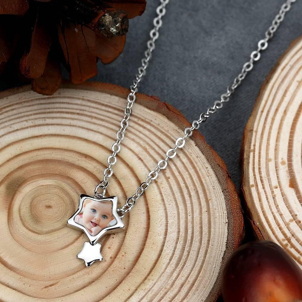 Stars Photo Necklace Silver - soufeelus