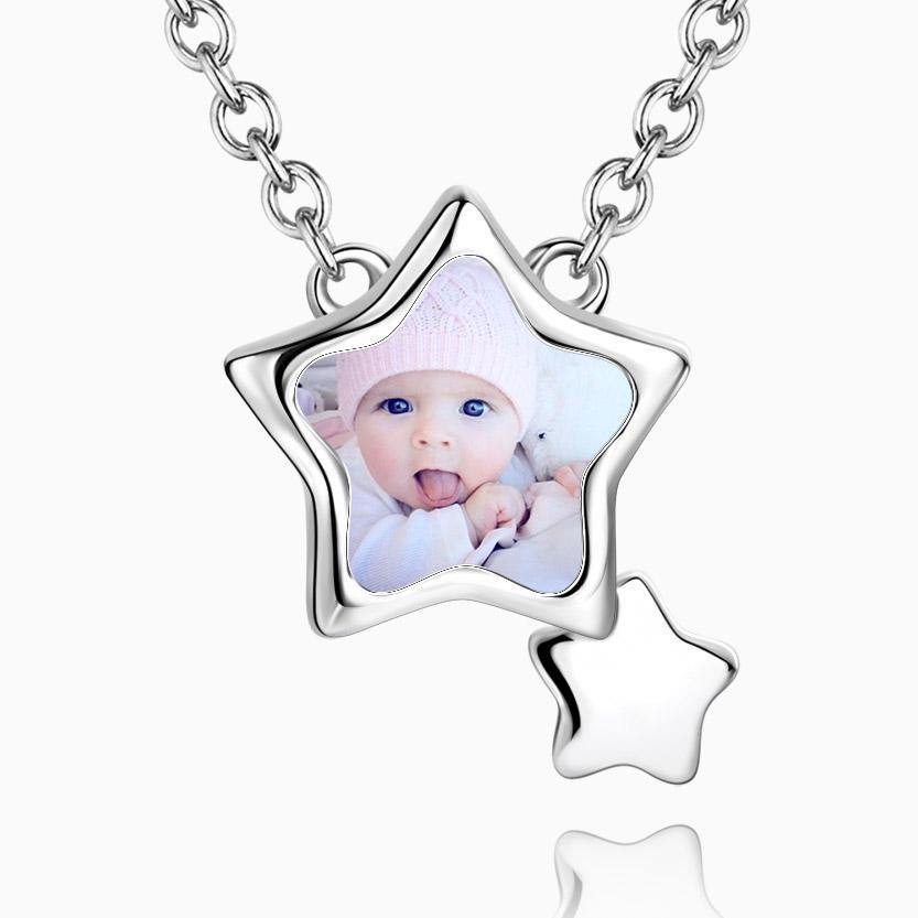 Stars Photo Necklace Silver - soufeelus