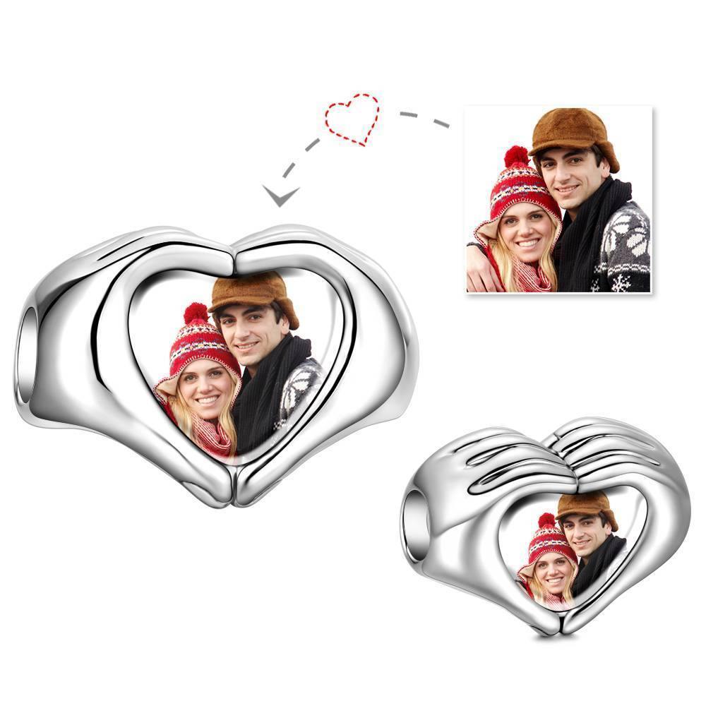 Fingers Heart Photo Charm Silver - soufeelus