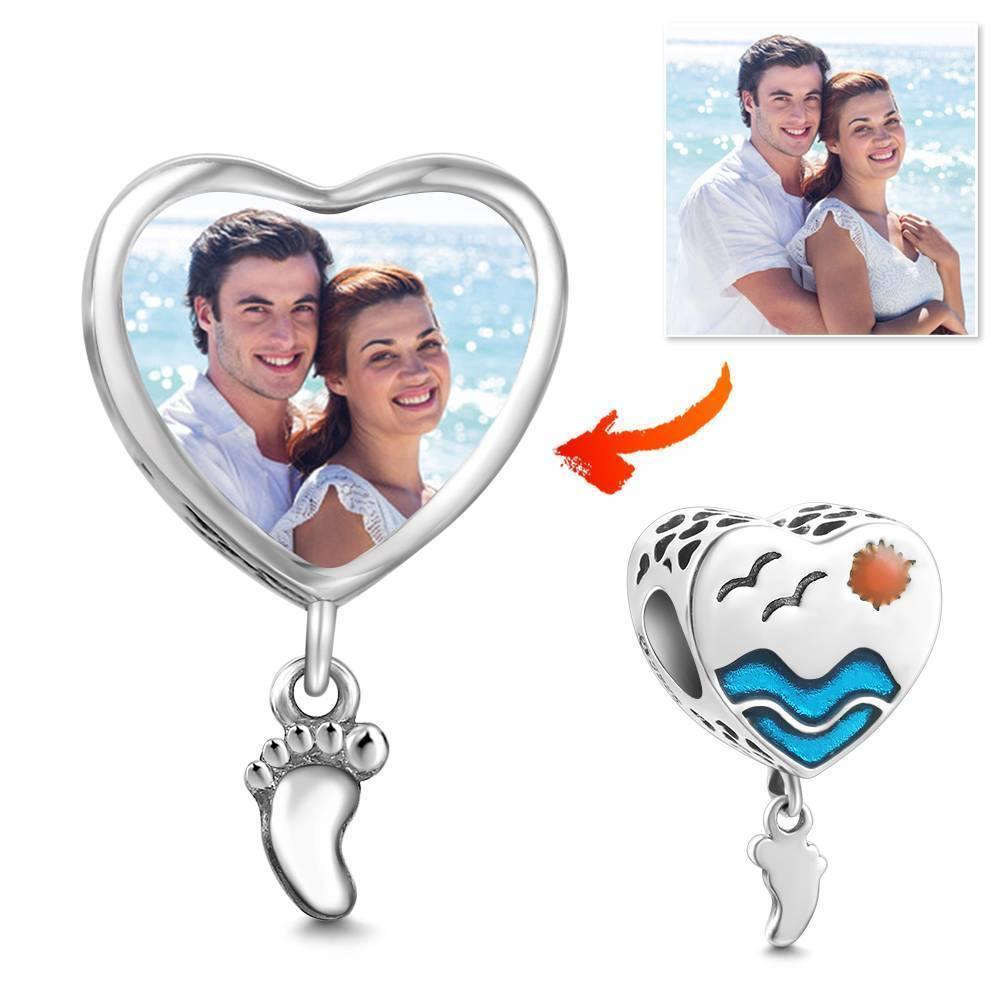 Photo Charm Strolling by the Sea with Heart-shaped Silver - soufeelus