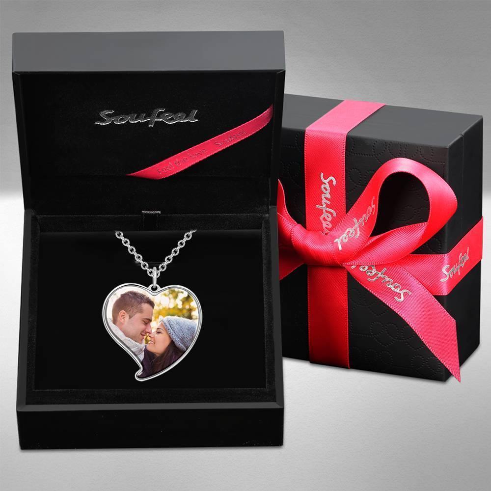 Heart Photo Necklace Platinum Plated Silver - soufeelus