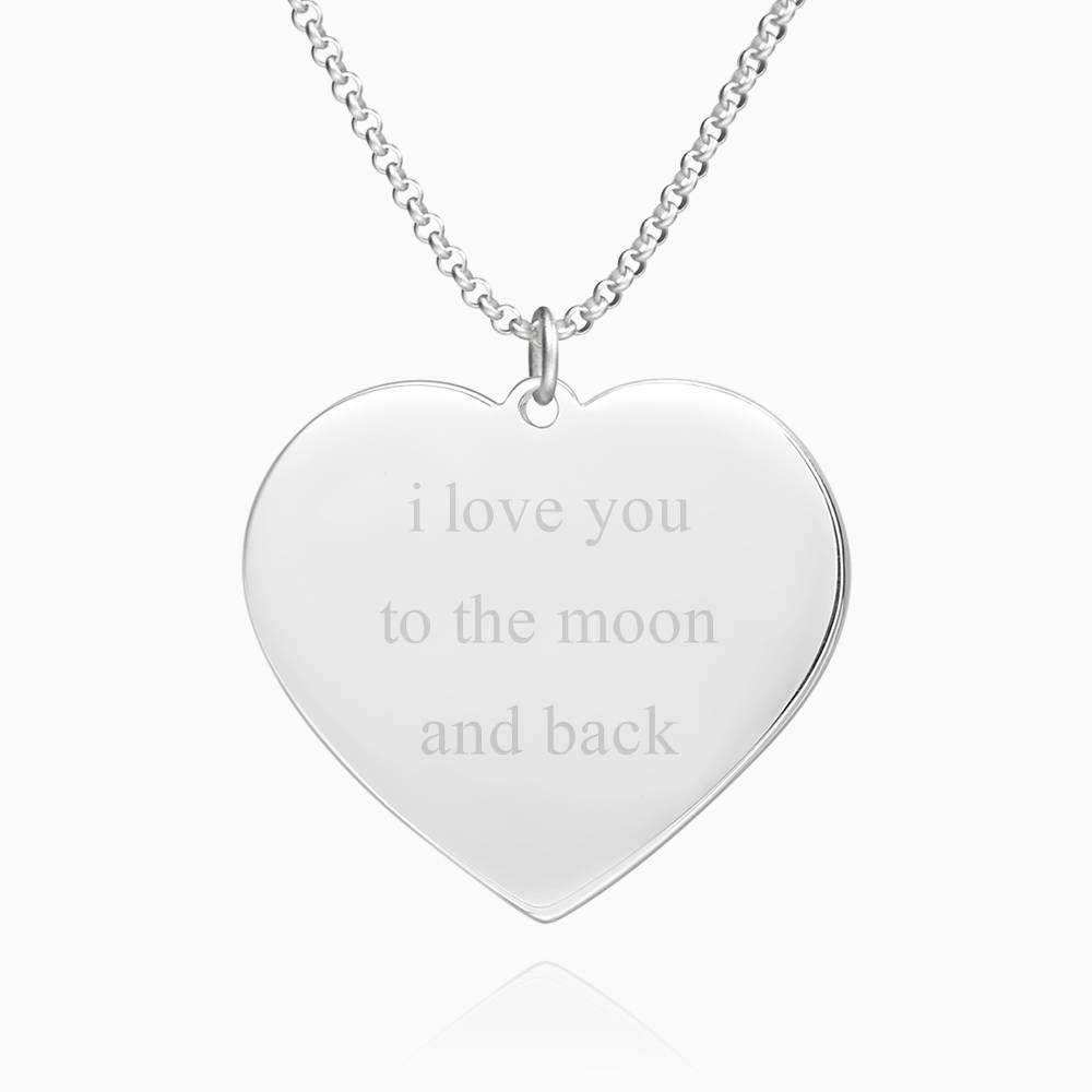 Engraved Heart Tag Photo Necklace Silver - soufeelus