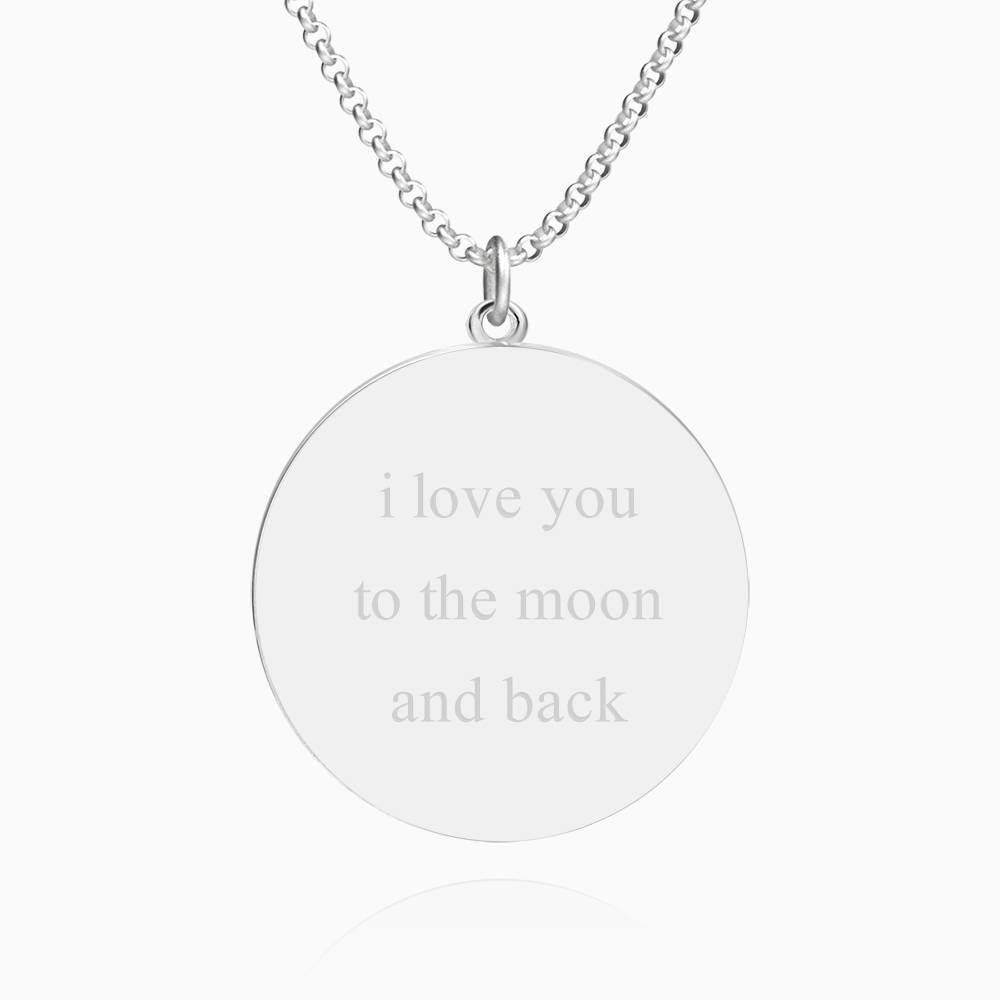 Engraved Round Tag Photo Necklace Silver - soufeelus