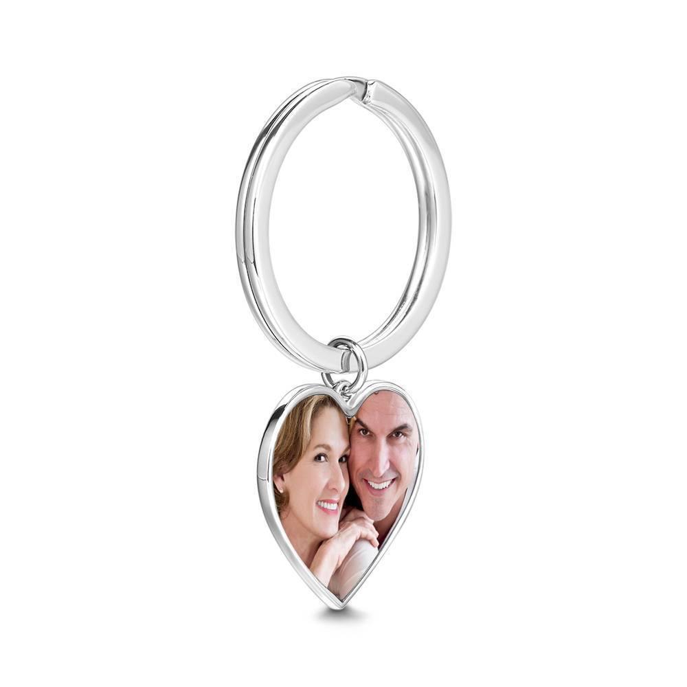 Engraved Heart Tag Photo Key Chain Silver - soufeelus