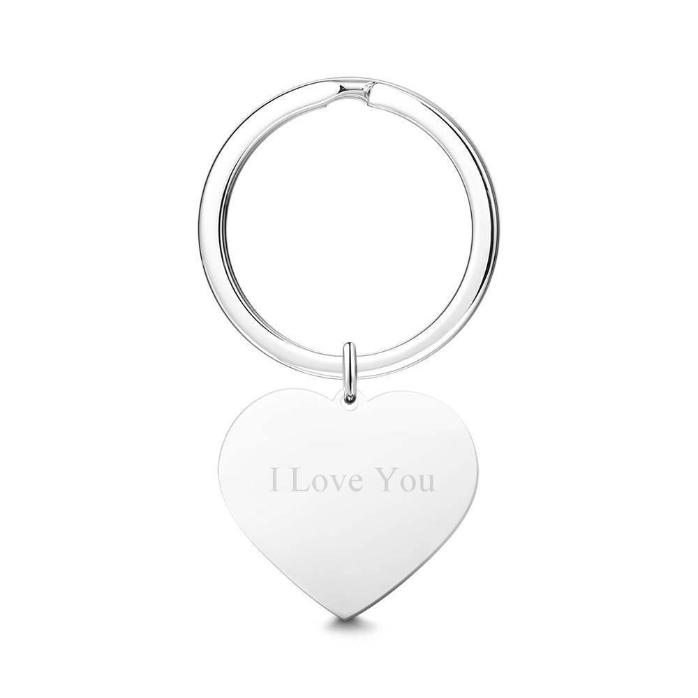Engraved Heart Tag Photo Key Chain Silver - soufeelus