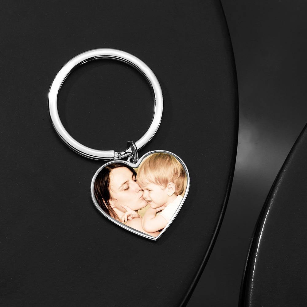 Engraved Heart Tag Photo Keychain Mother's Day Gifts - soufeelus