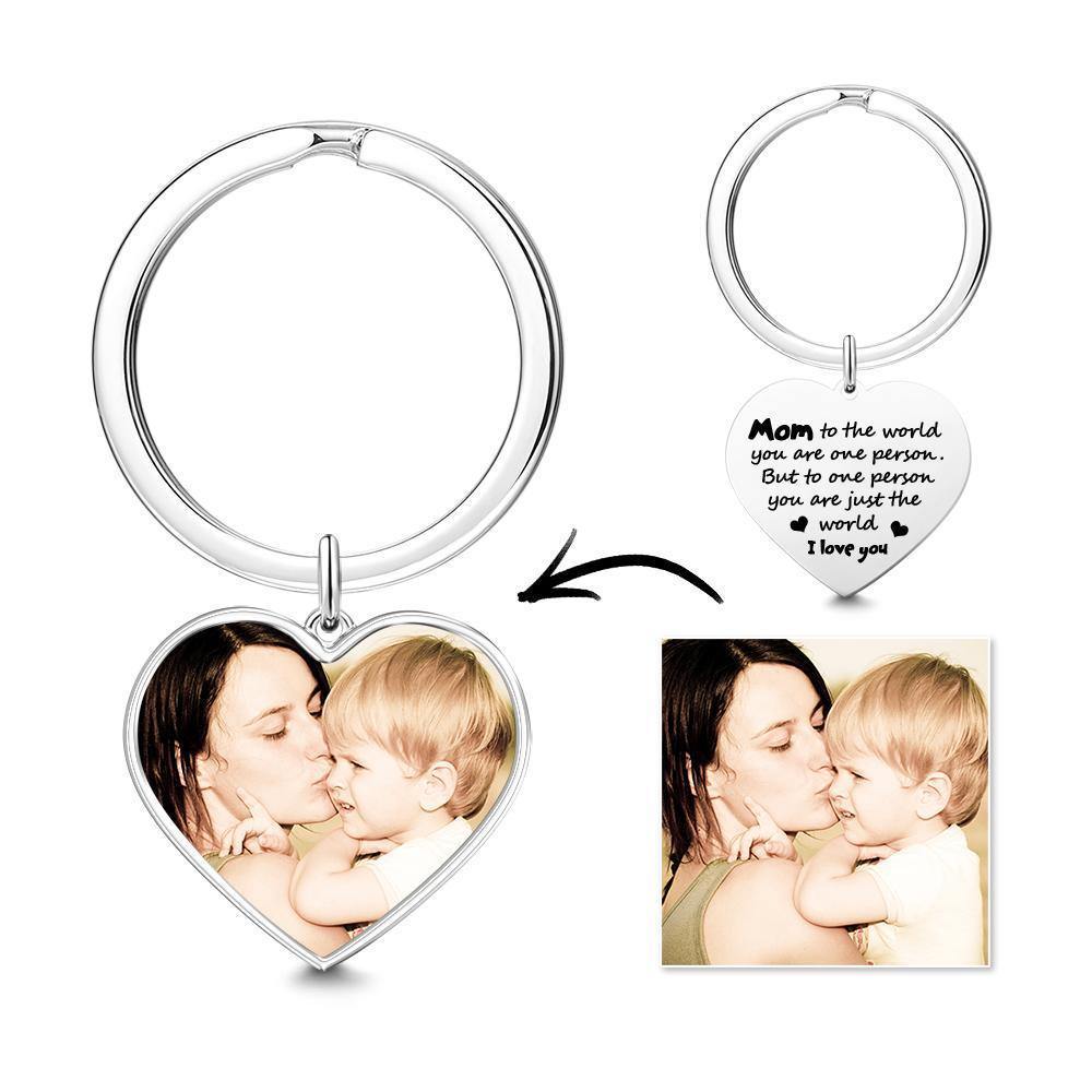 Engraved Heart Tag Photo Keychain Mother's Day Gifts - soufeelus