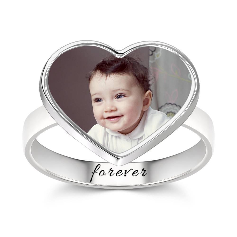 Photo Ring with Engraving Silver Always Love You