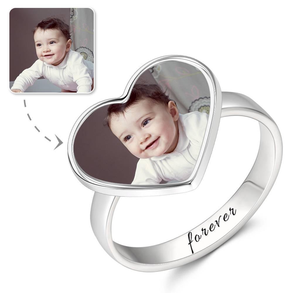 Photo Ring with Engraving Silver Always Love You