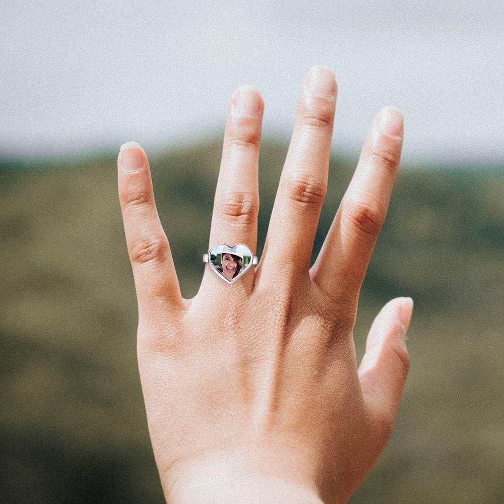 Photo Engraved Ring Heart-shaped Best Friend