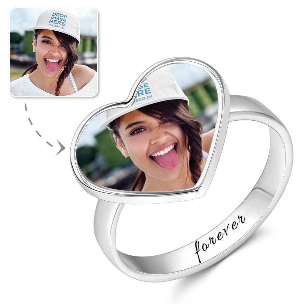 Photo Engraved Ring Heart-shaped Best Friend