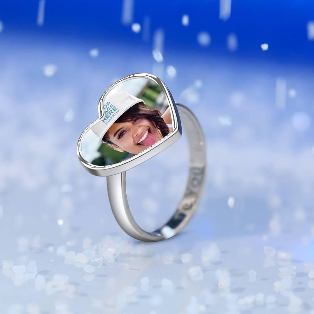 Photo Engraved Ring Heart-shaped Best Friend