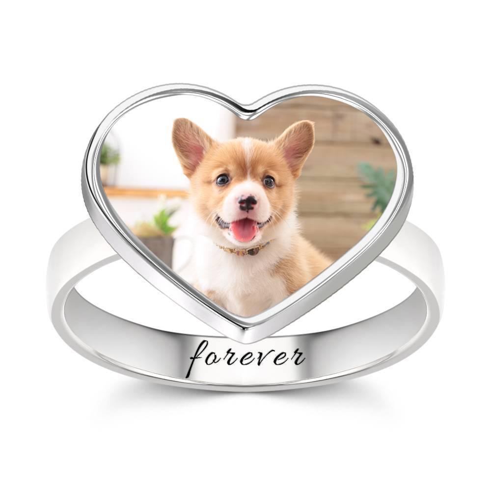 Photo Engraved Ring Heart-shaped Elegant Gift - soufeelus
