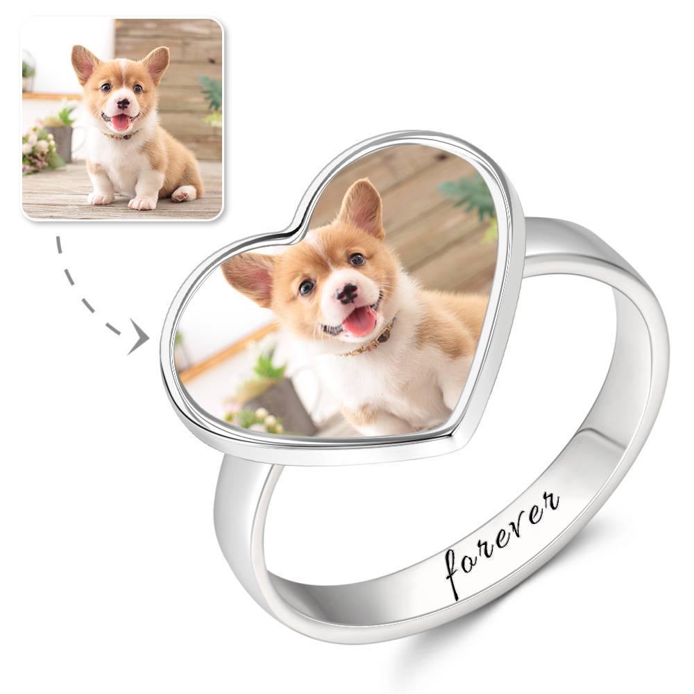 Photo Engraved Ring Heart-shaped Elegant Gift - soufeelus