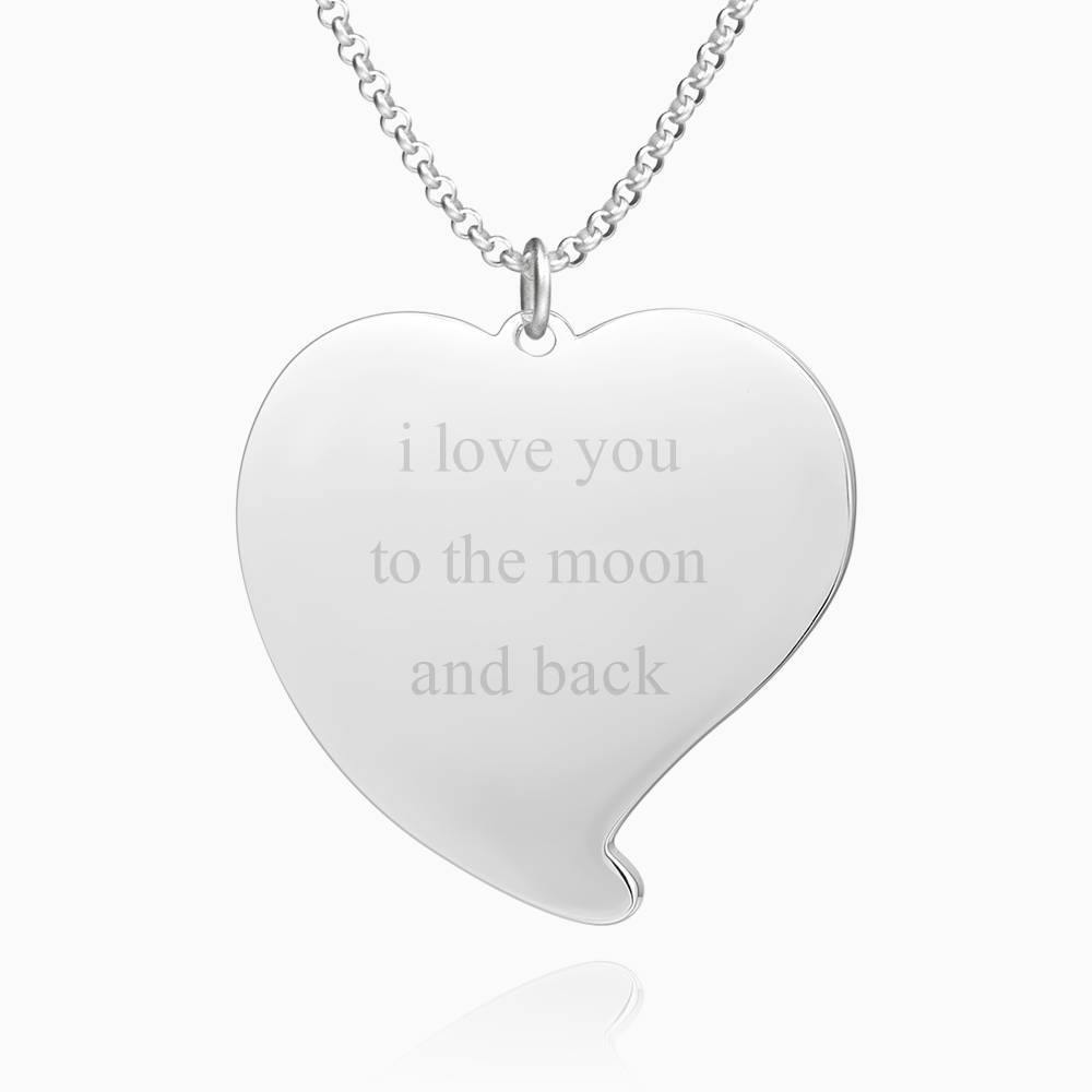 Engraved Heart Tag Photo Necklace Silver - soufeelus