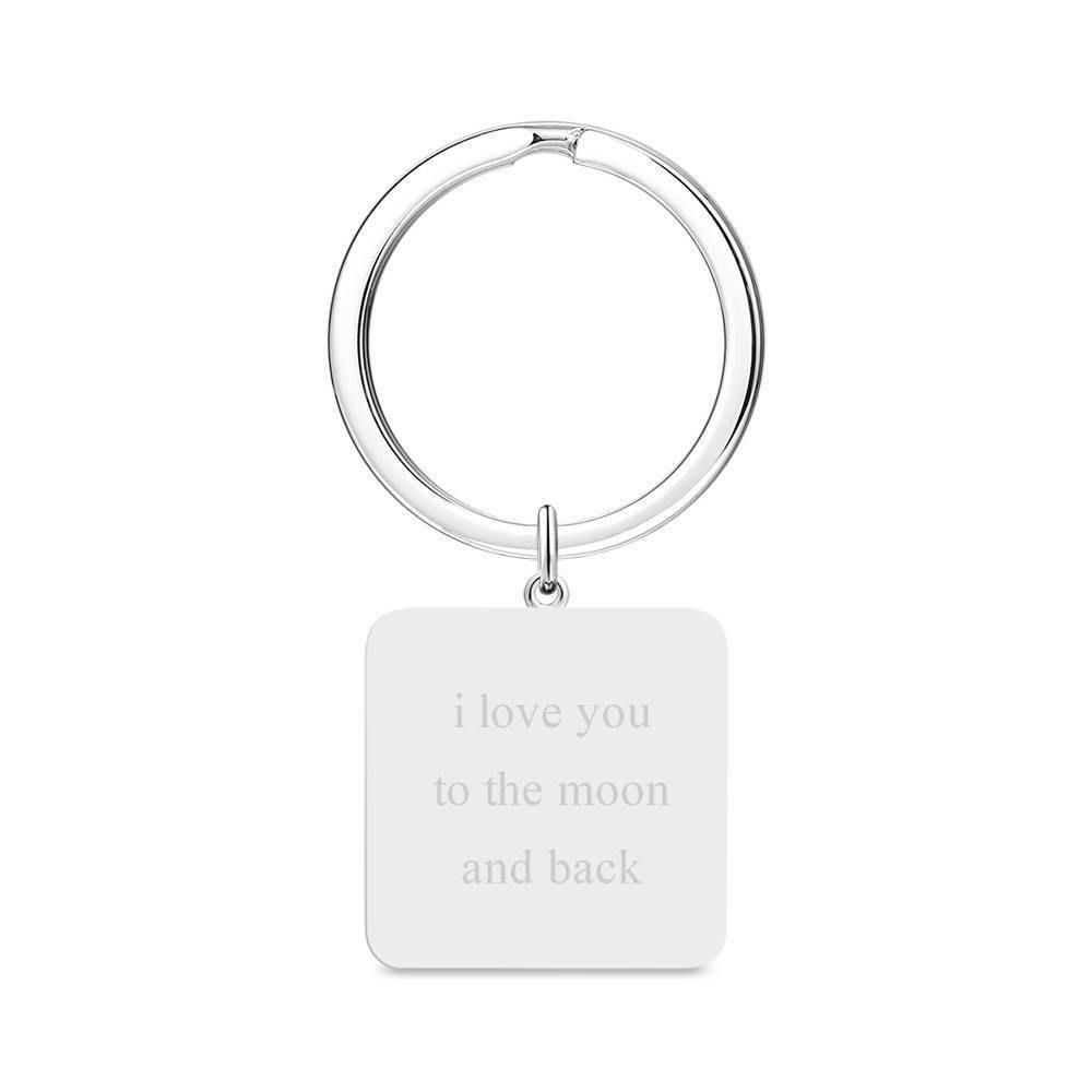Engraved Square Tag Photo Key Chain Silver - soufeelus