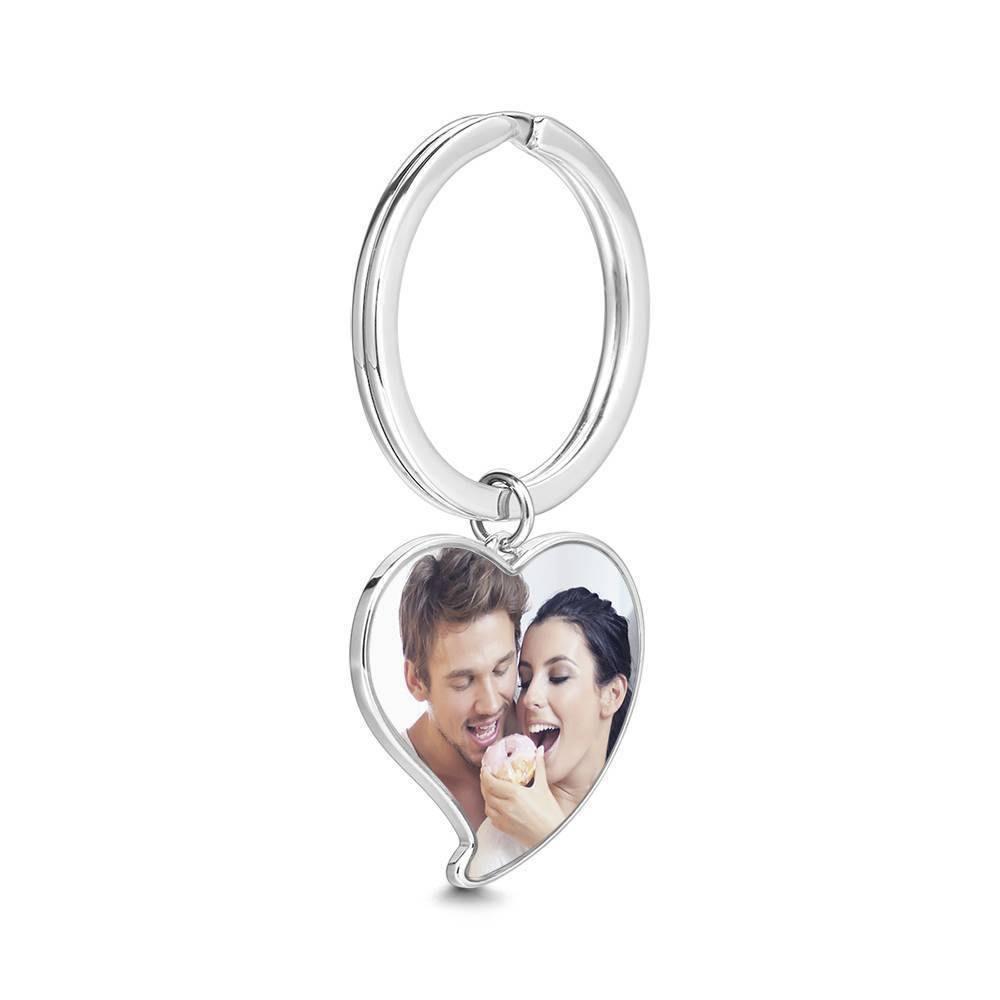 Engraved Heart Tag Photo Key Chain Silver - soufeelus