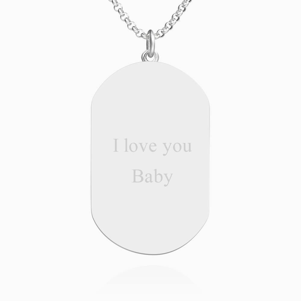 Engraved Photo Tag Necklace Silver - soufeelus